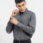 grey slim fit cotton dress shirt for private label