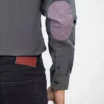 contrast elbow patch detailing on woven shirt