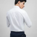 back view of tailored white dress shirt